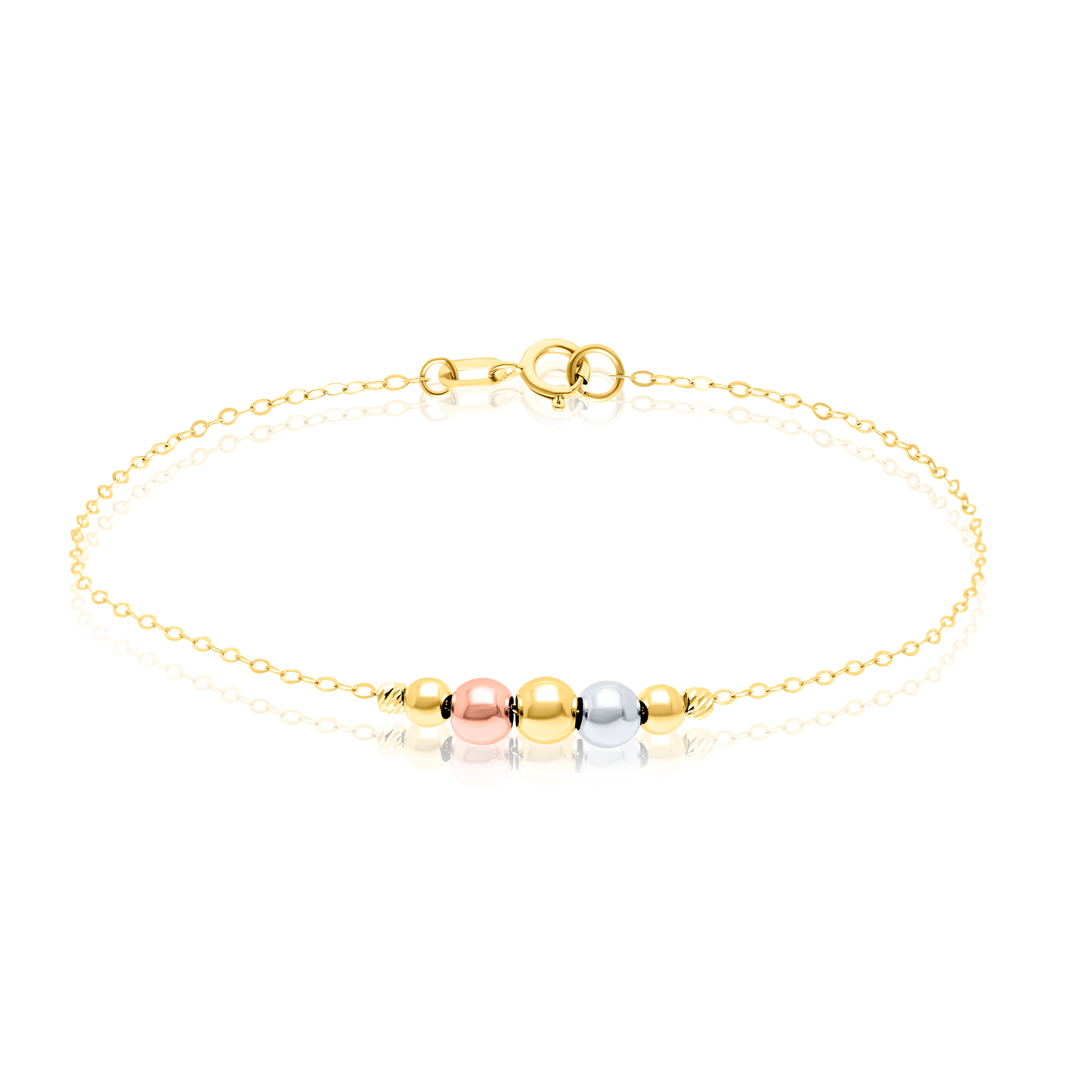 18K Pure Gold 3 Color Seed Bracelet