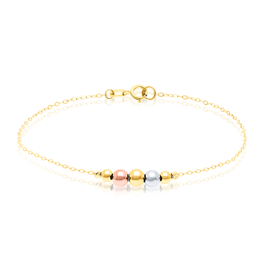 18K Pure Gold 3 Color Seed Bracelet