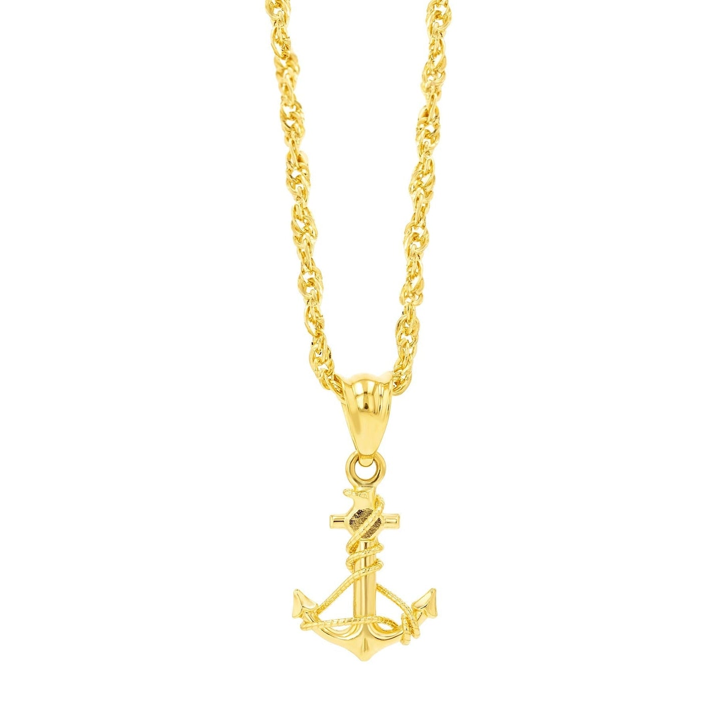18K Pure Gold Anchor Necklace