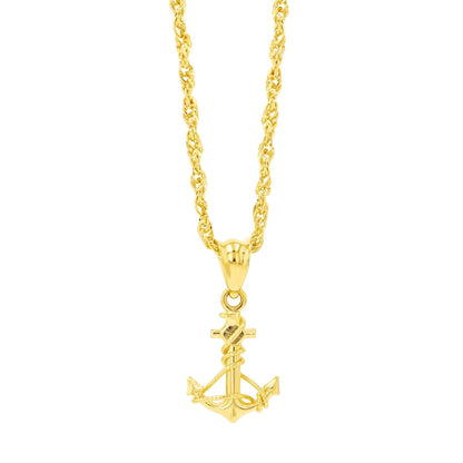 18K Pure Gold Anchor Necklace