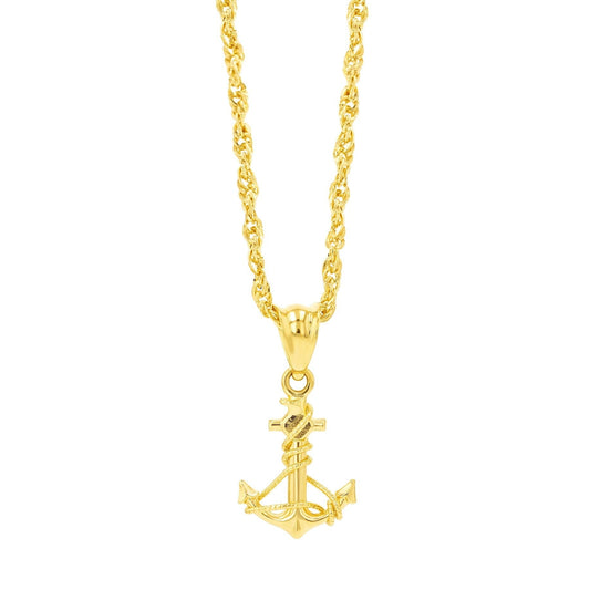 18K Pure Gold Anchor Necklace
