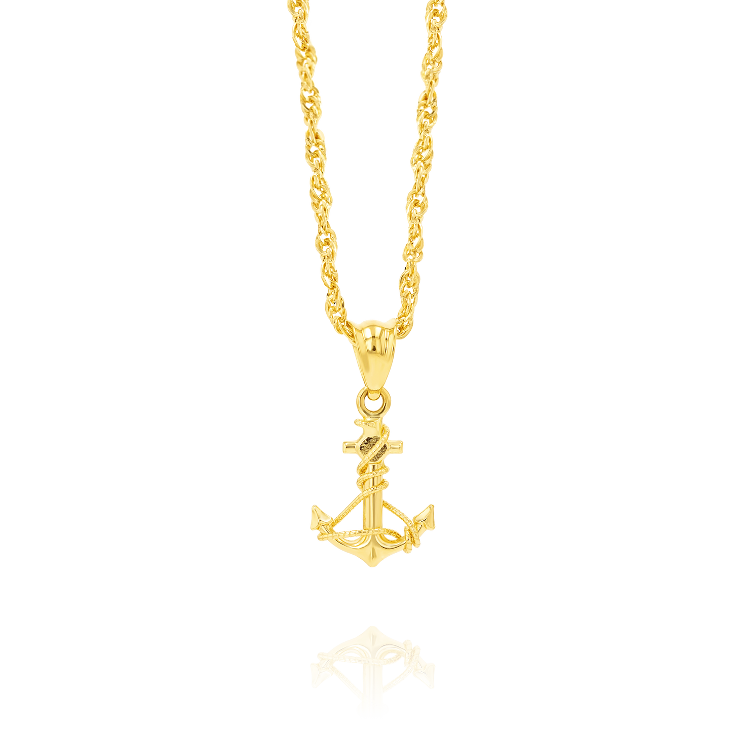 18K Pure Gold Anchor Necklace
