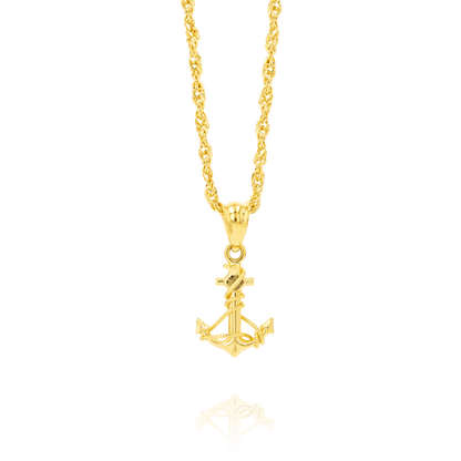 18K Pure Gold Anchor Necklace