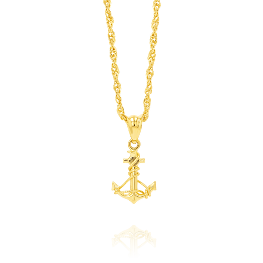 18K Pure Gold Anchor Necklace