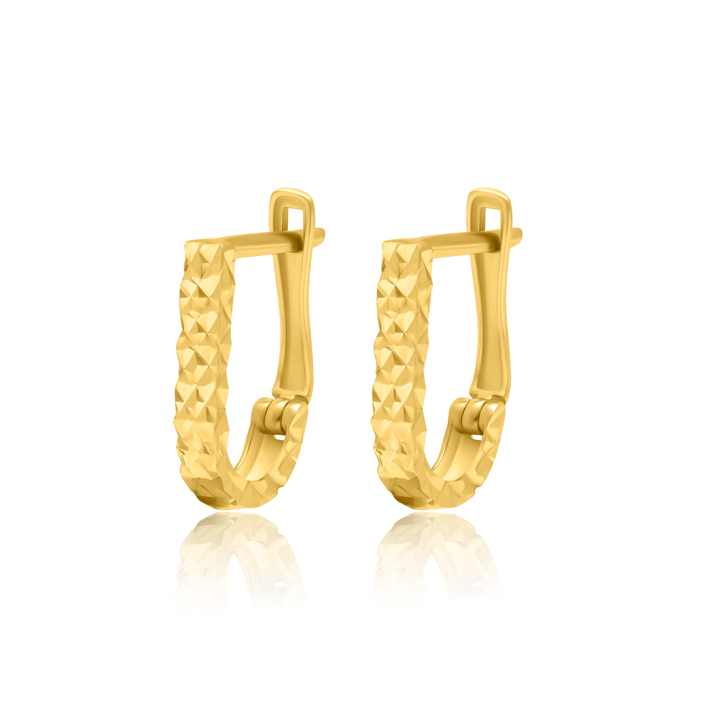 18K Pure Gold U Clip Earring Set