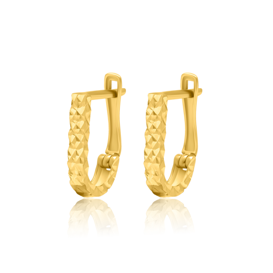 18K Pure Gold U Clip Earring Set