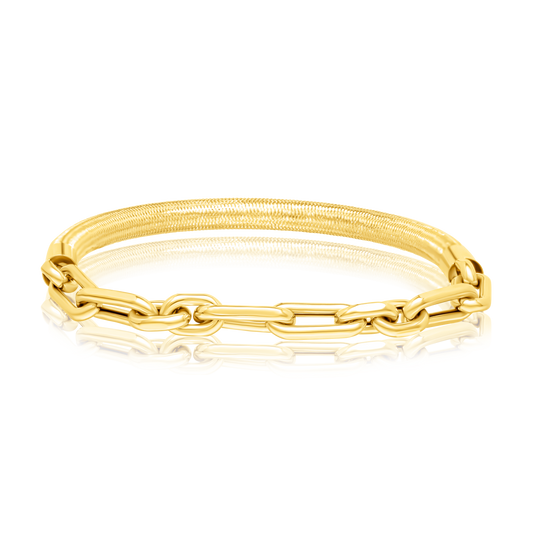 18K Pure Gold Elastic Linked Bangle