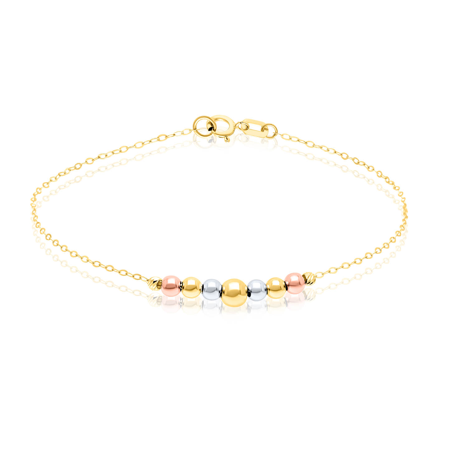 18K Pure Gold 3 Color Seed Bracelet