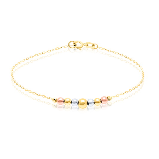 18K Pure Gold 3 Color Seed Bracelet