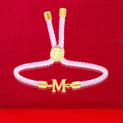 18K Pure Gold Thread Adjustable Letter M Bracelet