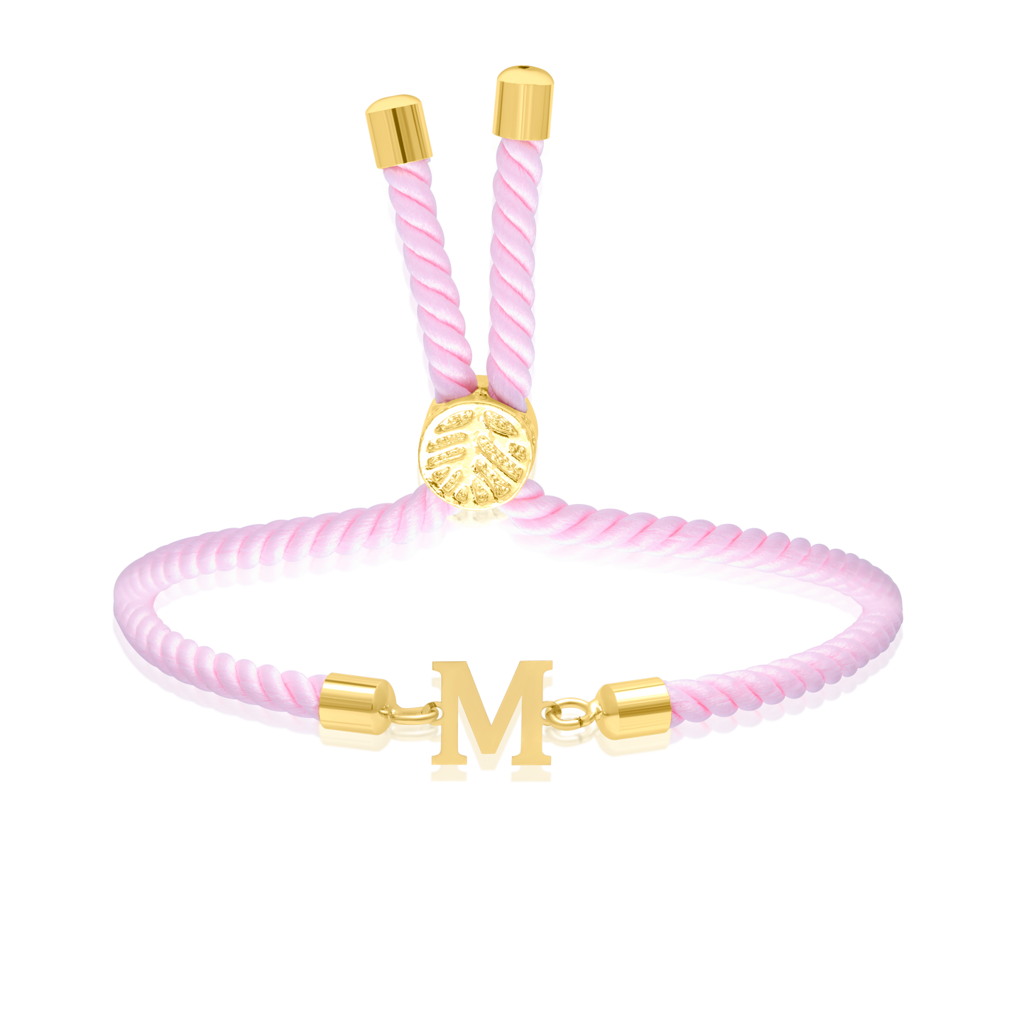 18K Pure Gold Thread Adjustable Letter M Bracelet