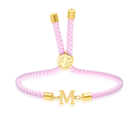 18K Pure Gold Thread Adjustable Letter M Bracelet