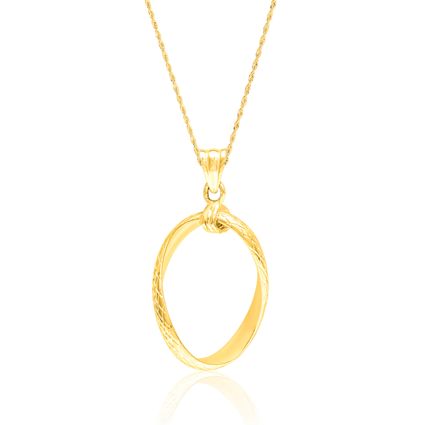 18K Pure Gold Twisted Oval Necklace