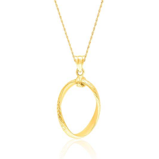 18K Pure Gold Twisted Oval Necklace