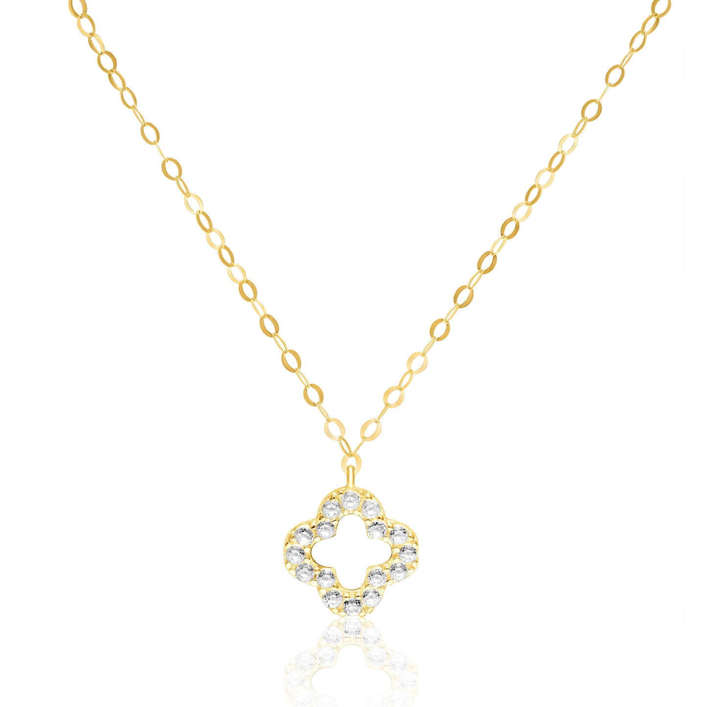 18K Pure Gold Stone Flower Necklace