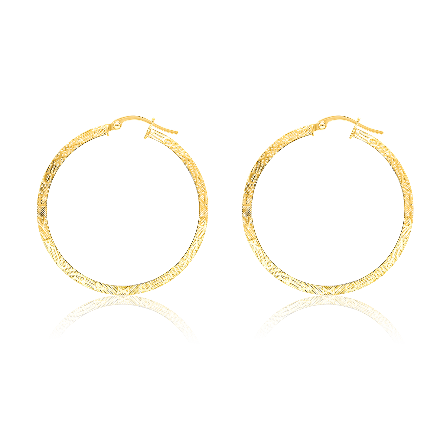 18K Pure Gold Round Hoop Earring Set