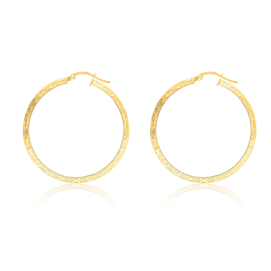 18K Pure Gold Round Hoop Earring Set