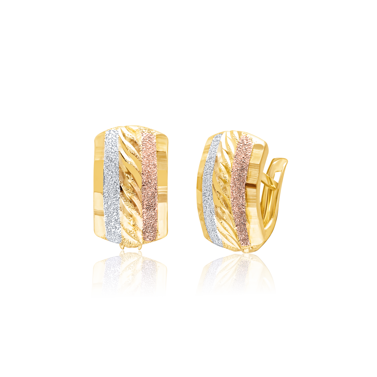 18K Pure Gold Curved Clip Earring Set