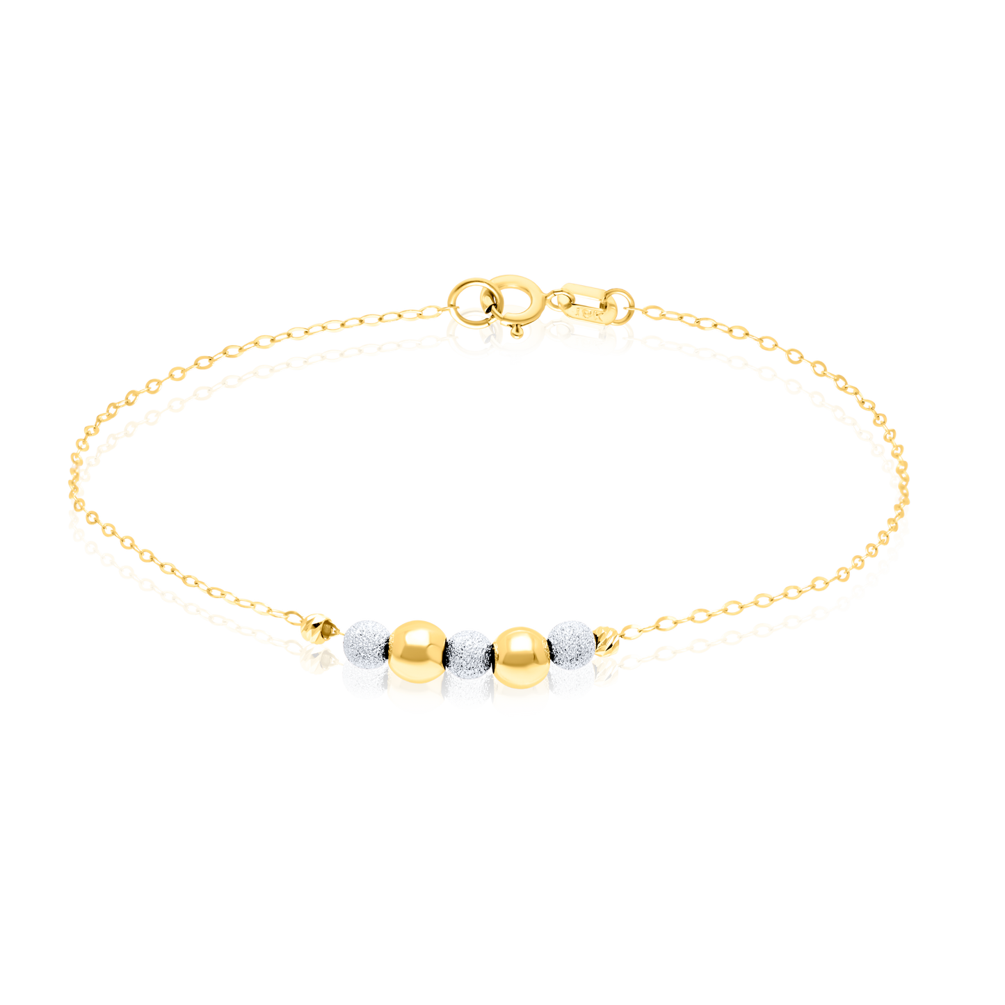 18K Pure Gold 2 Color Seed Bracelet
