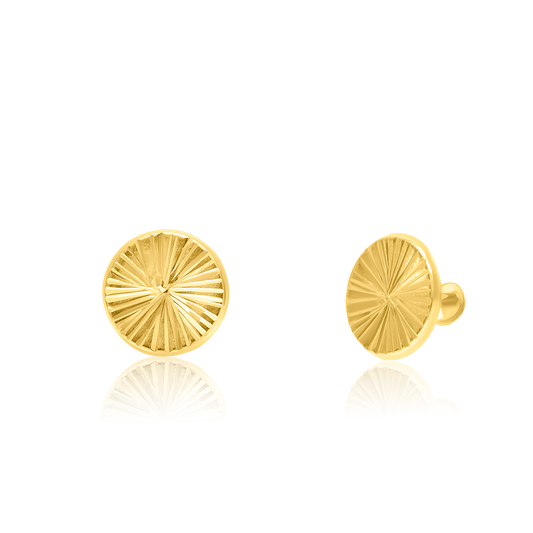 18K Pure Gold Round Screw Earring Set