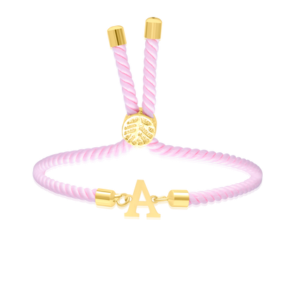 18K Pure Gold Thread Adjustable Letter A Bracelet