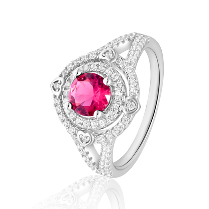Real 925 Sterling Pink Stone Silver Rings