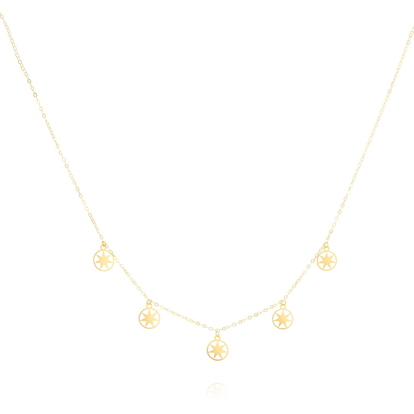 18K Pure Gold 5 Star Necklace