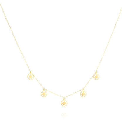 18K Pure Gold 5 Star Necklace