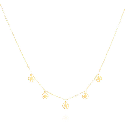 18K Pure Gold 5 Star Necklace