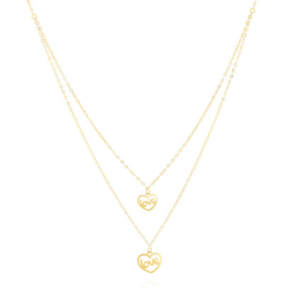 18K Pure Gold 2 Layer Love Necklace