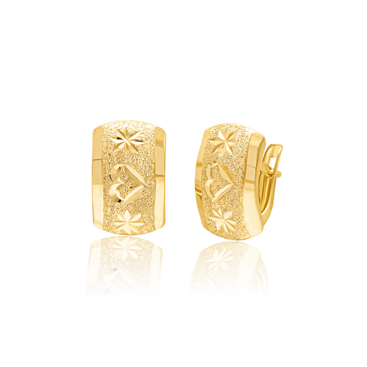 18K Pure Gold Curved Clip Earring Set