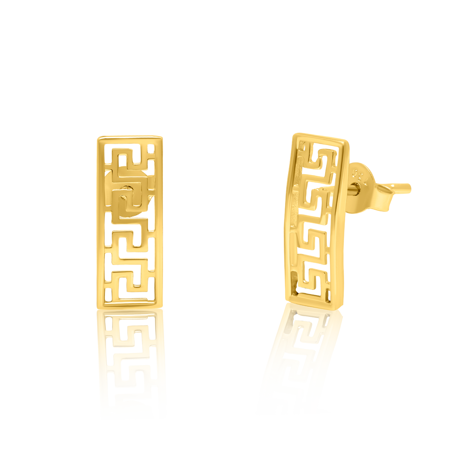 18K Pure Gold Curved Stud Earring Set