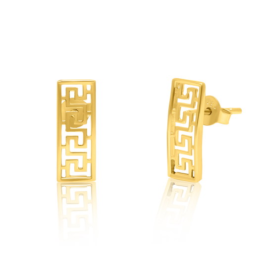 18K Pure Gold Curved Stud Earring Set