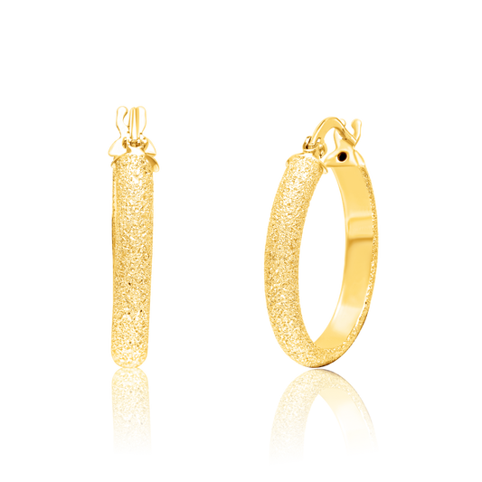 18K Pure Gold Round Earring Set