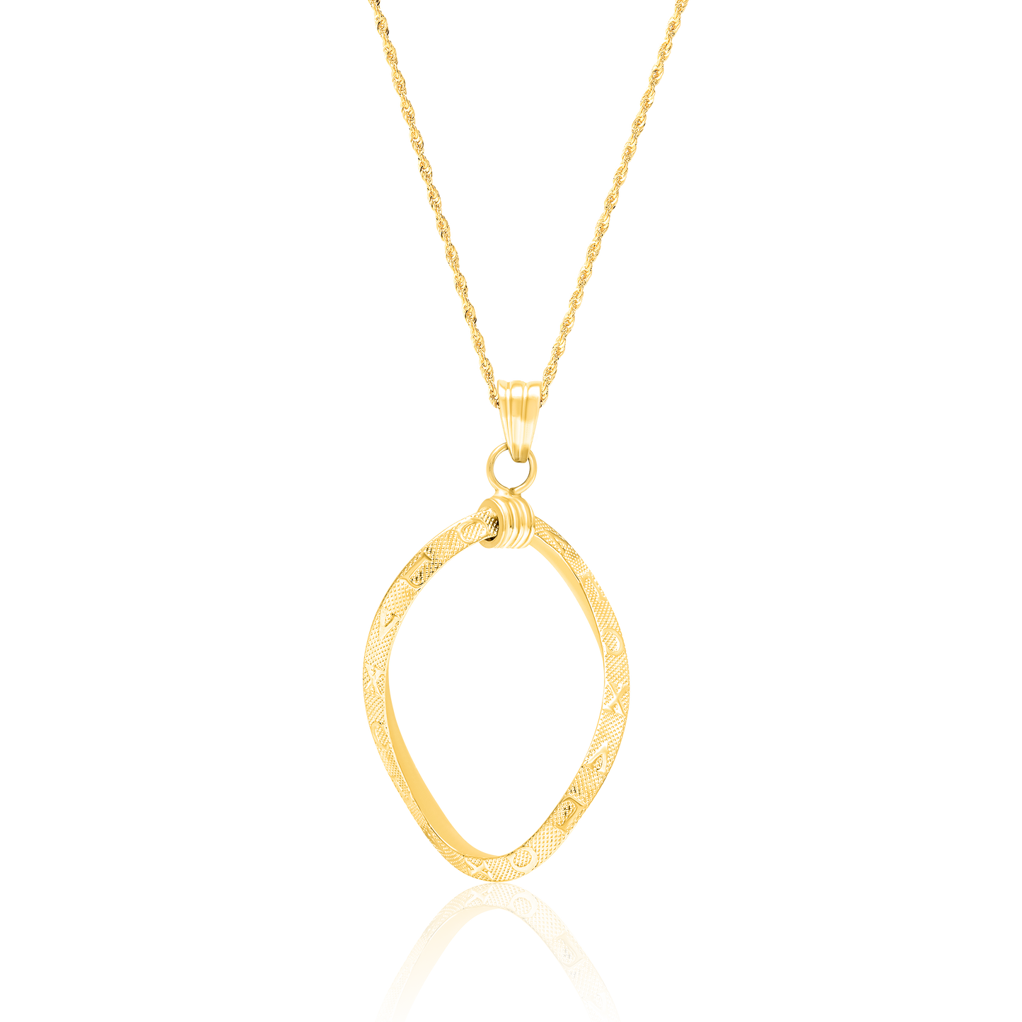 18K Pure Gold Twisted Oval Necklace