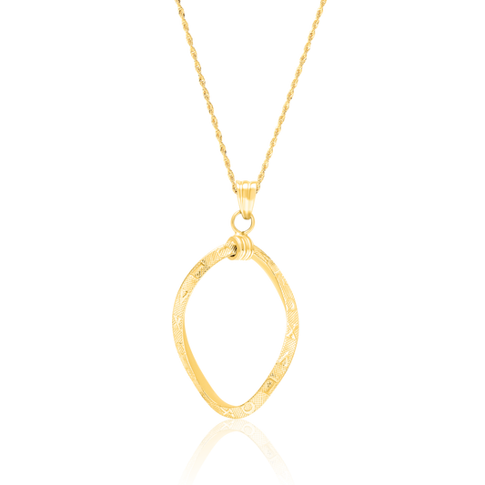 18K Pure Gold Twisted Oval Necklace