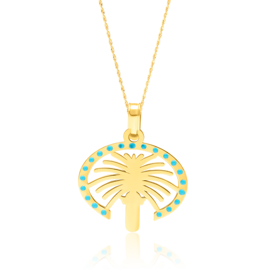 18K Pure Gold Palm Tree Necklace