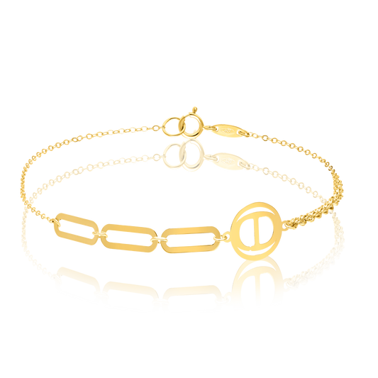 18K Pure Gold C.D Linked Rope Bracelet