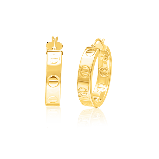 18K Pure Gold Round Earring Set