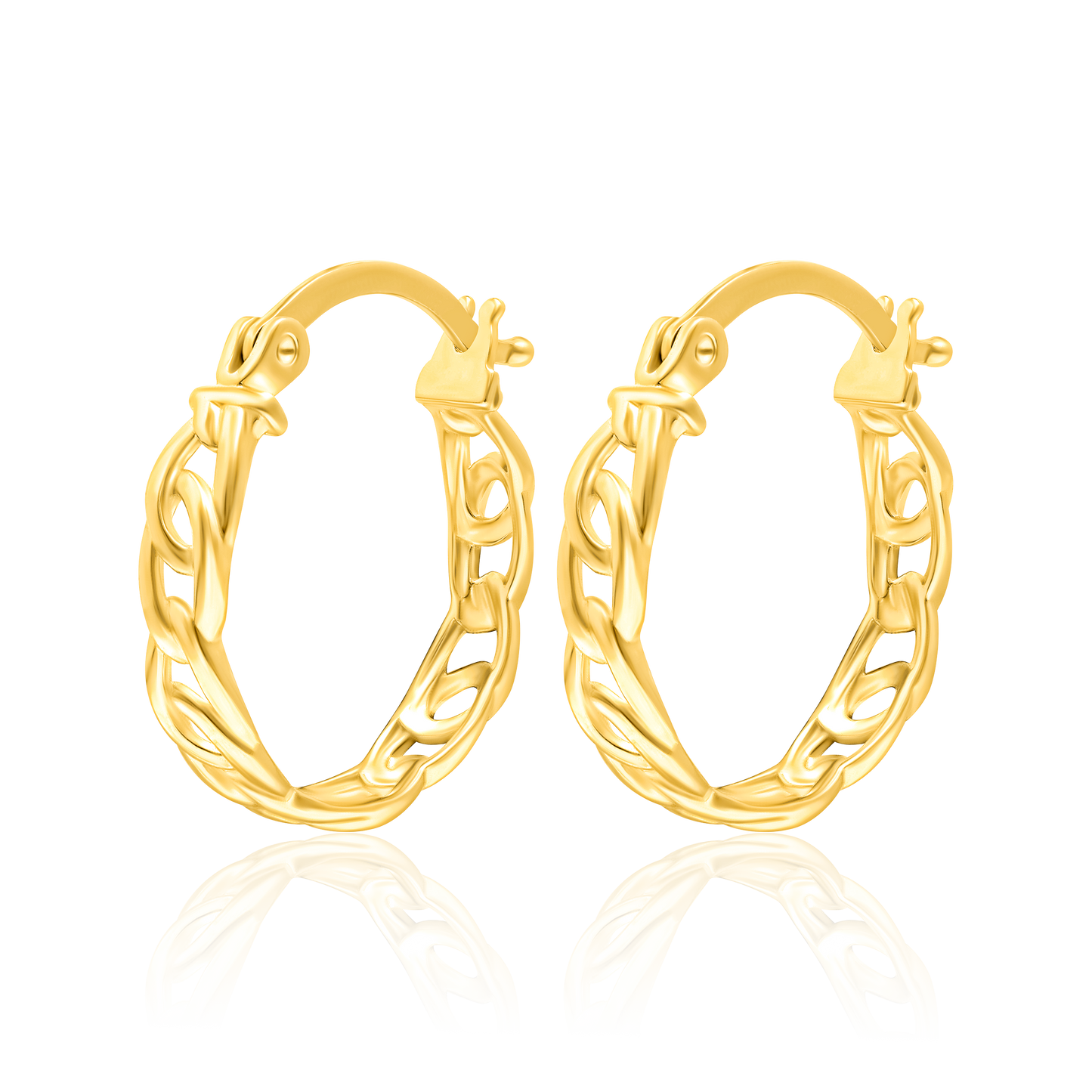 18K Pure Gold Round Earring Set