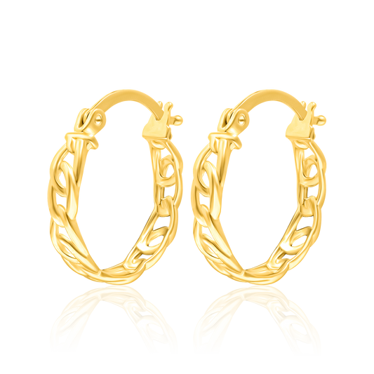 18K Pure Gold Round Earring Set