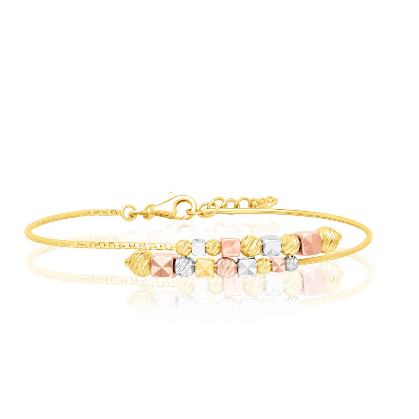 18K Pure Gold 3 Color Seed Bangle