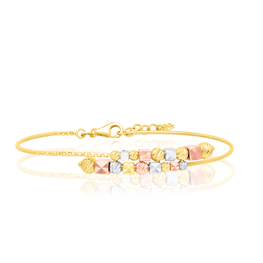 18K Pure Gold 3 Color Seed Bangle