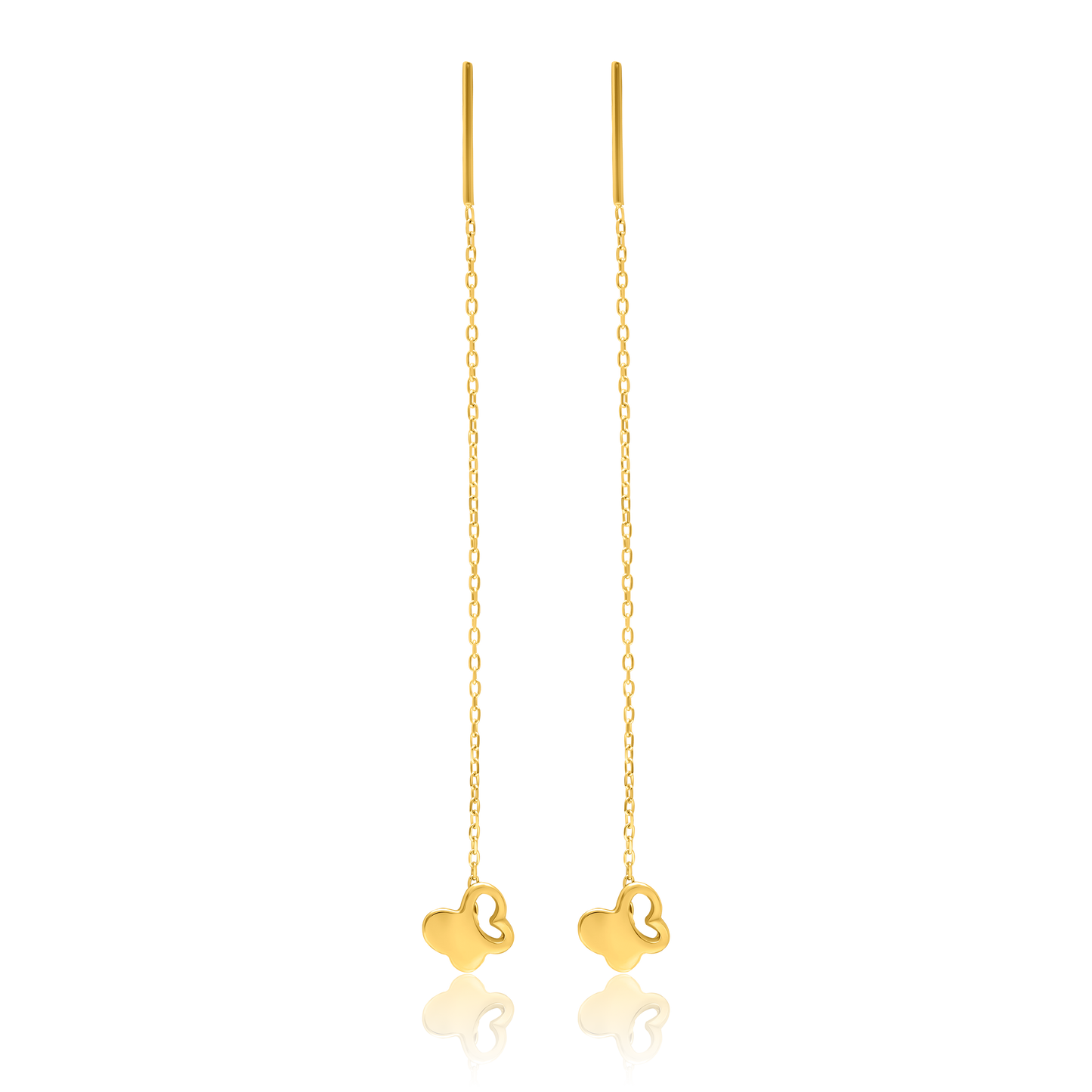18K Pure Gold Hanging Butterfly Earring Set