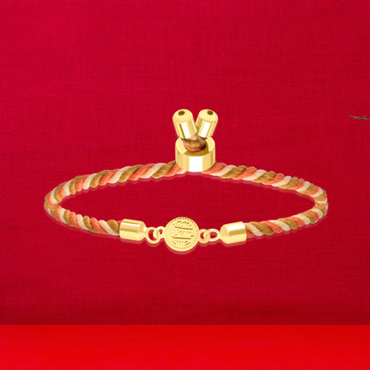 18K Pure Gold Multi Color Thread Coin Bracelet