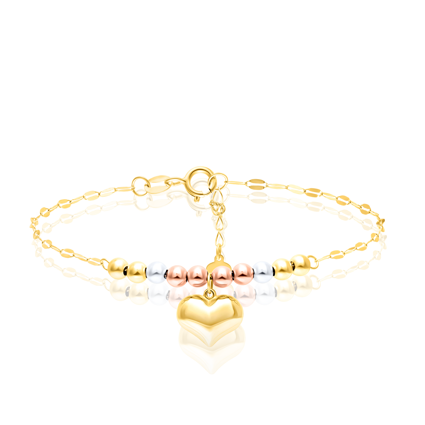 18K Pure Gold Heart Seed Bracelet