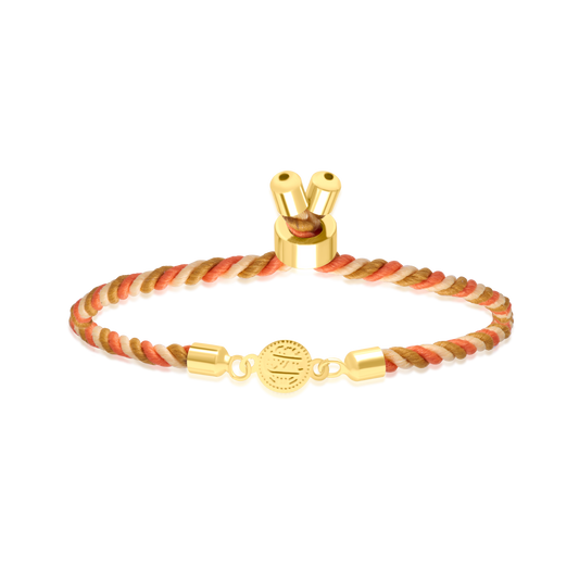 18K Pure Gold Multi Color Thread Coin Bracelet