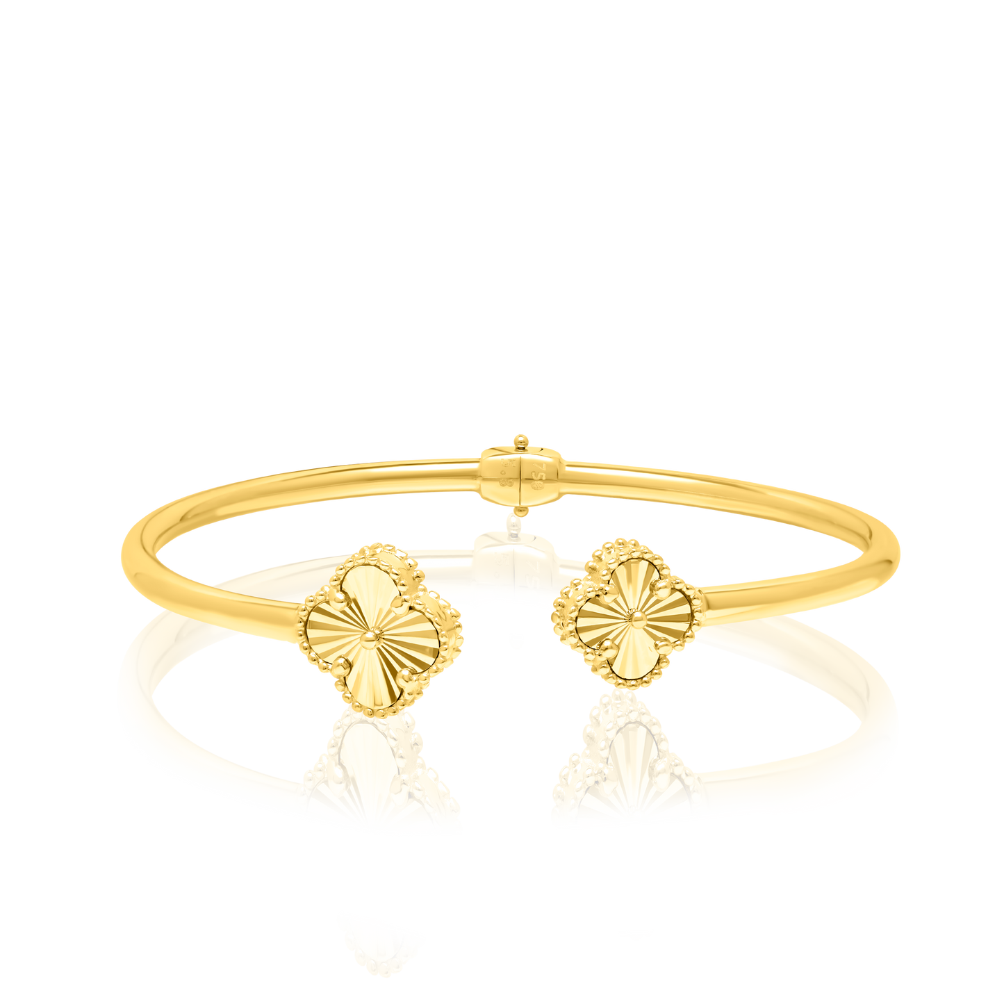 18K Pure Gold Adjustable Flower Bangle