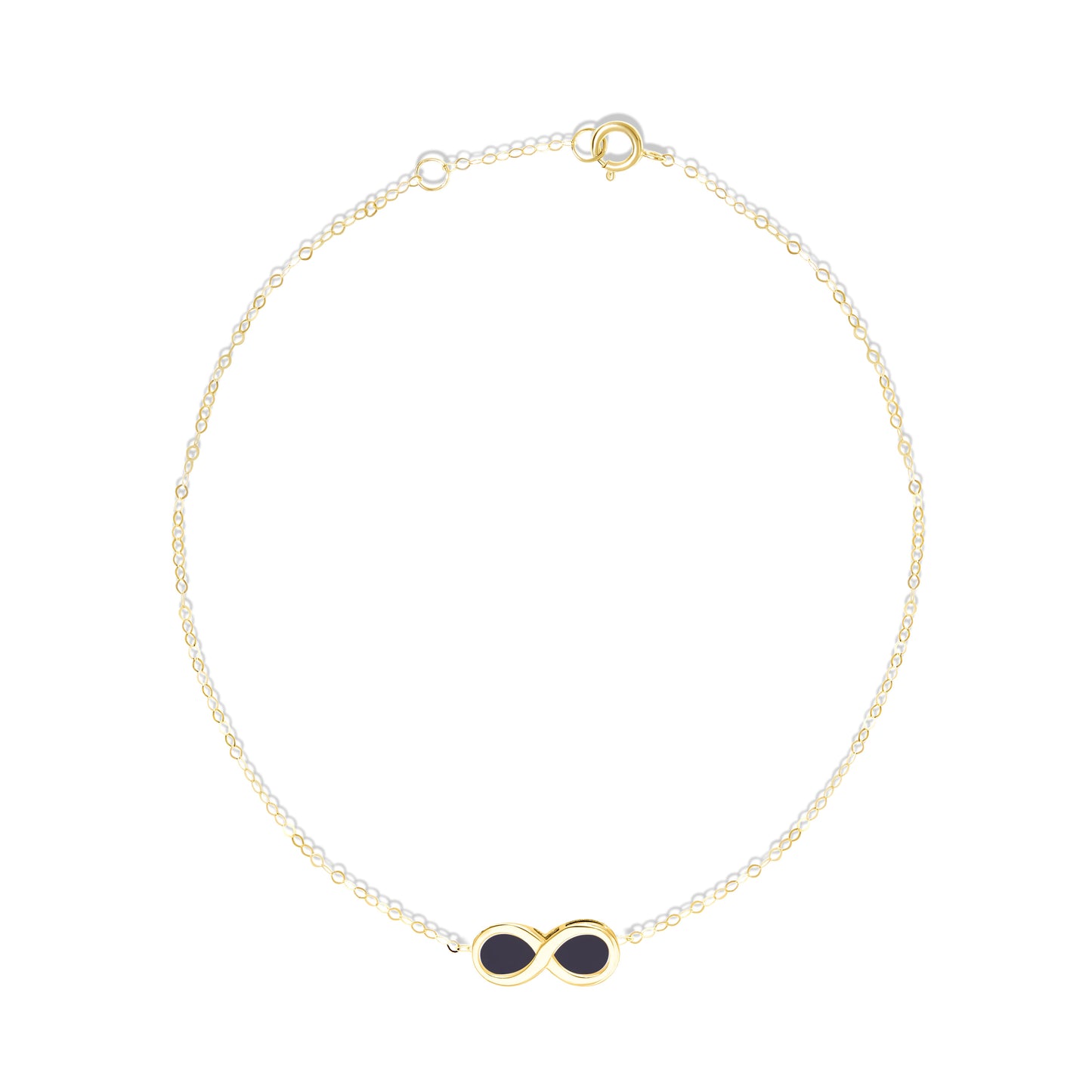 18K Pure Gold Infinity Black Bracelet