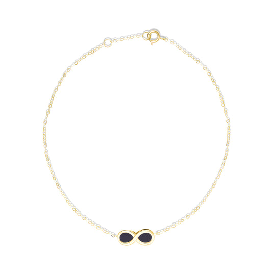 18K Pure Gold Infinity Black Bracelet